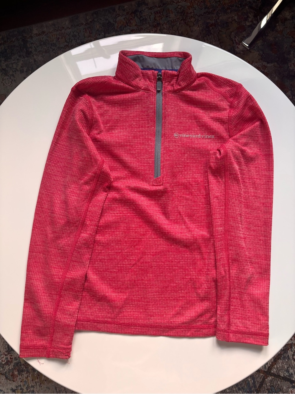 Vineyard Vines Sankaty Pink Red Patterned Quarter-Zip Pullover